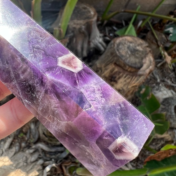 Chevron Amethyst Crystal Tower - Picture 5 of 11